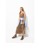 Robe Longue à Fines Bretelles - Marron Imprime