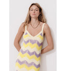 Robe Longue en Maille Femme - Multicolore Raye