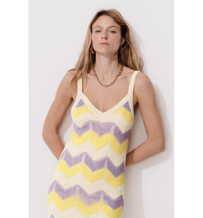 Robe Longue en Maille Femme - Multicolore Raye