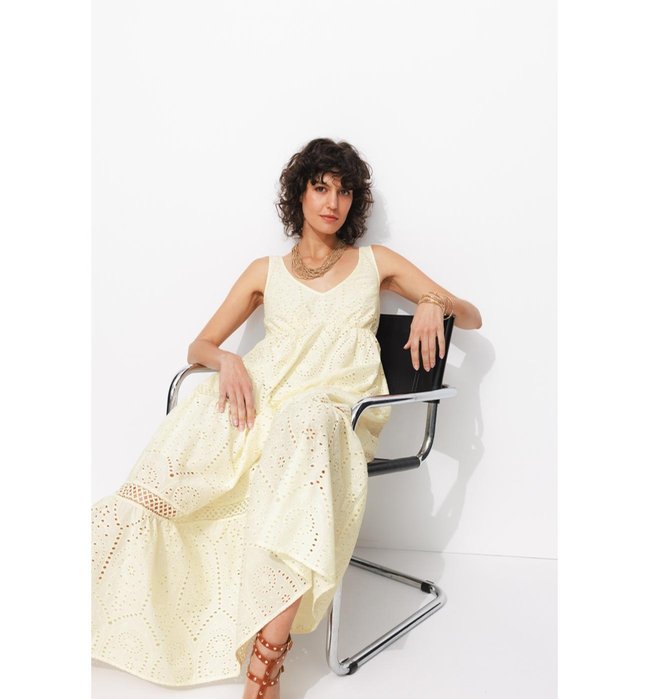 Robe en Broderie Anglaise - Naturel Uni Clair