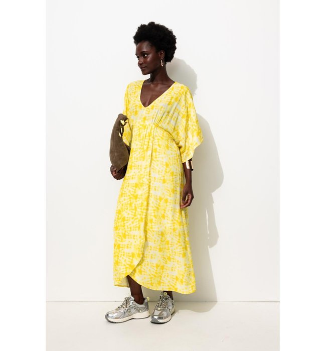 Robe Longue Imprimée Femme - Jaune Imprime