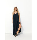 Robe Longue à Bretelles Femme - Bleu Uni Fonce