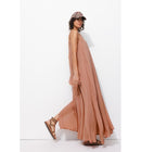 Robe Longue à Bretelles Femme - Rose Uni Colore
