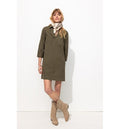 Leopard Vareuse Collar Dress - Plain Dark Khaki