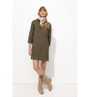 Robe Col Vareuse Léopard - Kaki Uni Fonce