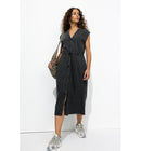 Robe Midi en Jersey Femme - Noir Uni Fonce