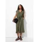 Robe Midi en Jersey Femme - Kaki Uni Fonce