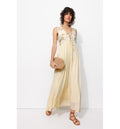 Mujer Vestido bordado Lentejuelas, Un Color, Color Natural Claro