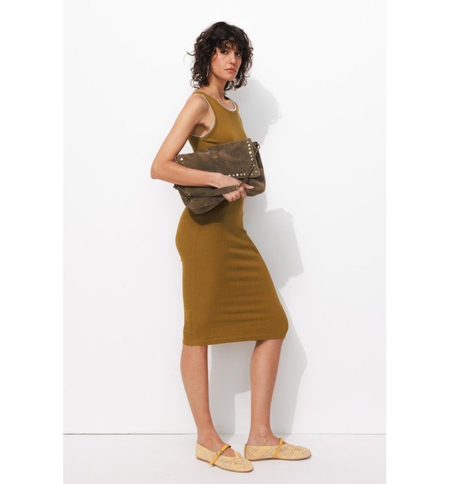 Robe-débardeur en Jersey Femme - Marron Uni Fonce