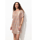 Robe Courte à Paillettes - Rose Uni Colore