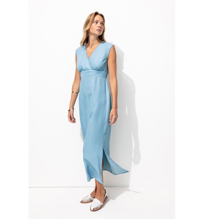 Robe Longue sans Manches Femme - Jeans Uni Clair