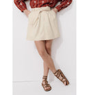 Jupe Courte Ceinturée Femme - Naturel Uni Clair