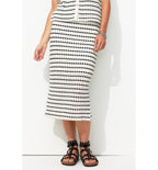 Jupe Midi en Tricot Femme - Noir Raye