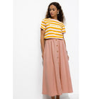 Jupe Midi Évasée en Lyocell - Rose Uni Colore