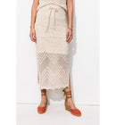 Jupe Midi en Maille Filet - Naturel Uni Clair