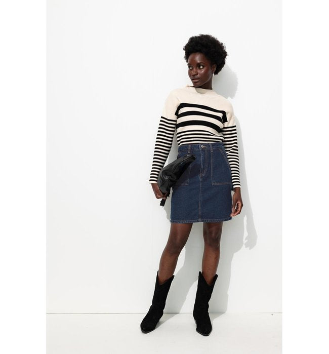 Jupe Courte en Jean Brut Femme - Jeans Uni Fonce