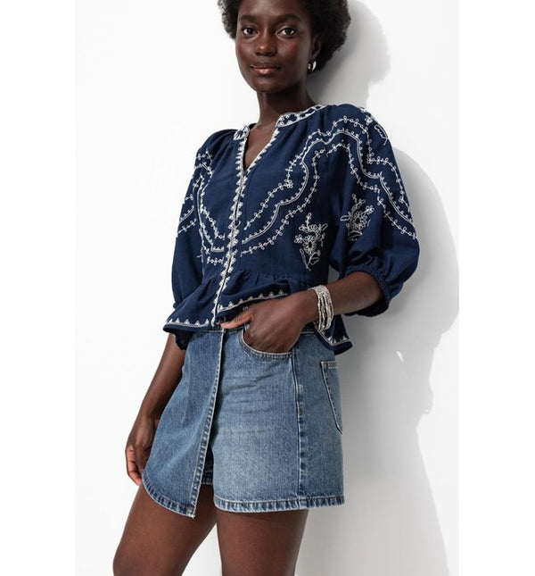 Women's Denim Shorts Mini Skirt - Plain Dark Jeans