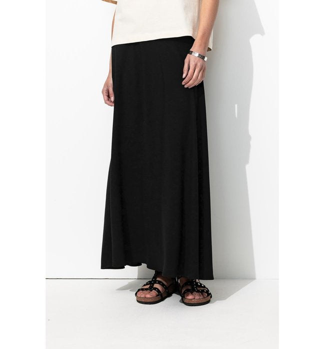 Jupe Midi Évasée Femme - Noir Uni Fonce