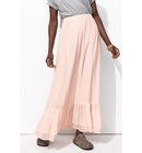 Longue Jupe Volantée Femme - Rose Uni Colore