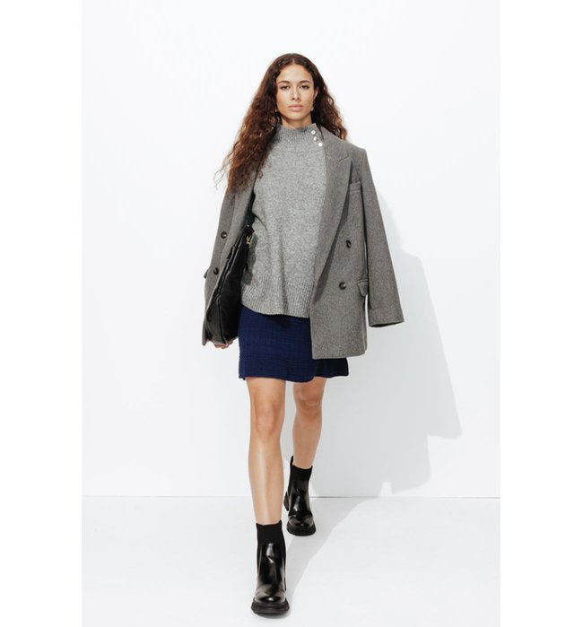 Jupe Courte en Tricot Femme - Bleu Uni Fonce
