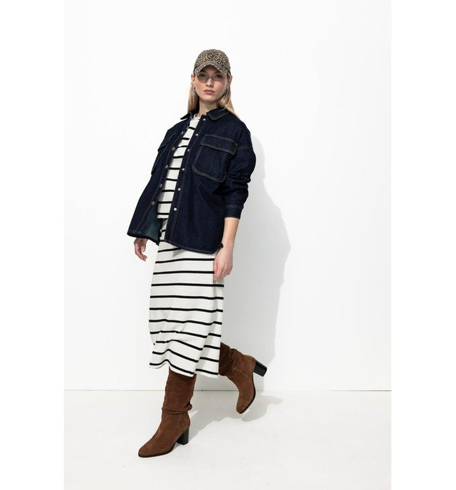 Jupe Midi Marinière Femme - Naturel Raye