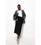 Women's Slit Midi Skirt - Plain Dark Black