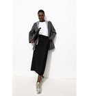 Jupe Midi Fendue Femme - Noir Uni Fonce