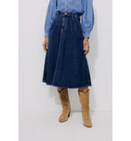 Falda vaquera midi para mujer - Jeans oscuros lisos