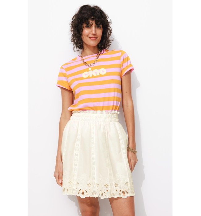 Jupe Courte Broderie Anglaise - Naturel Uni Clair