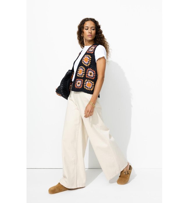 Gilet sans Manches en Crochet - Bleu Imprime
