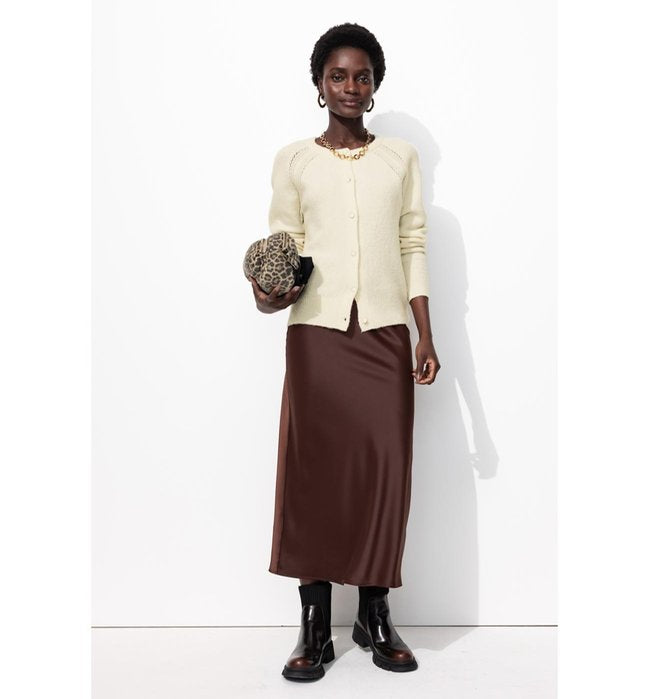 Cardigan Boutonné Femme - Naturel Uni Clair