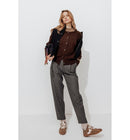Cardigan Boutonné Femme - Marron Uni Fonce