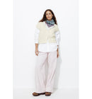 Cardigan sans Manches Femme - Naturel Uni Clair