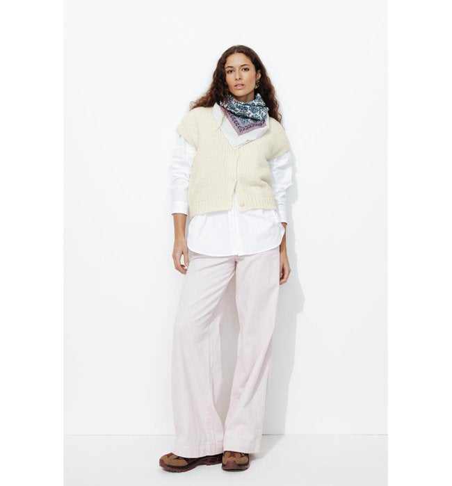 Cardigan sans Manches Femme - Naturel Uni Clair