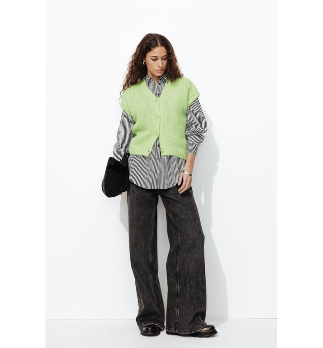 Cardigan sans Manches Femme - Vert Uni Colore