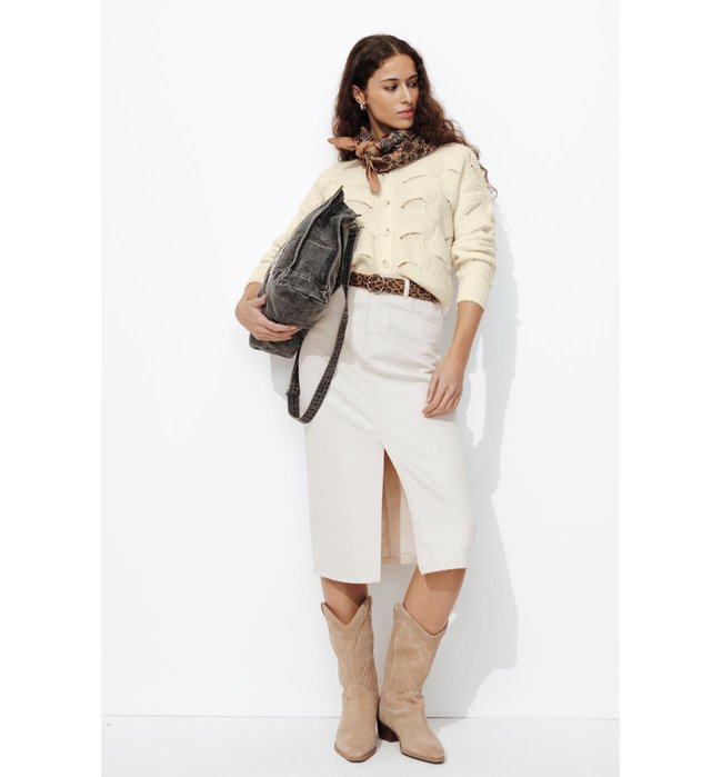 Cardigan Torsadé Femme - Naturel Uni Clair