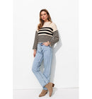 Pull Côtelé Marinière Femme - Naturel Raye