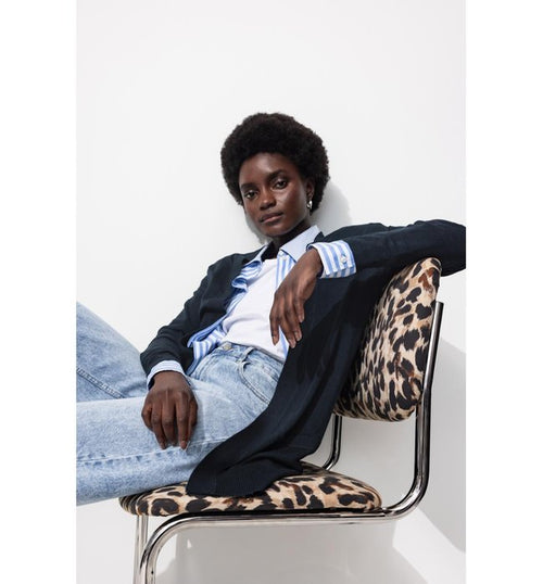 Long Gilet Fin Éco-conçu - Bleu Uni Fonce