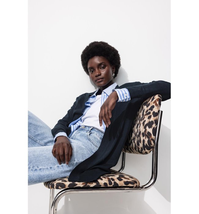 Long Gilet Fin Éco-conçu - Bleu Uni Fonce