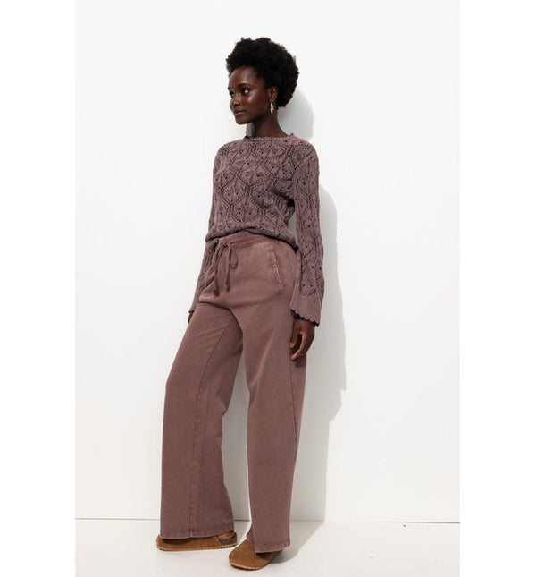 Pull Torsadé en Coton Femme - Violet Uni Colore