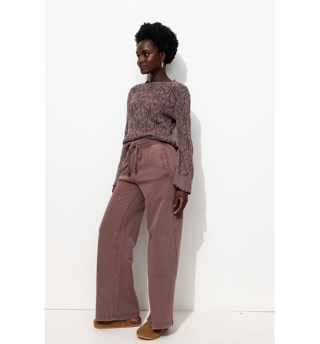 Pull Torsadé en Coton Femme - Violet Uni Colore