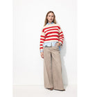 Pull Marin Rayé Femme - Rouge Raye