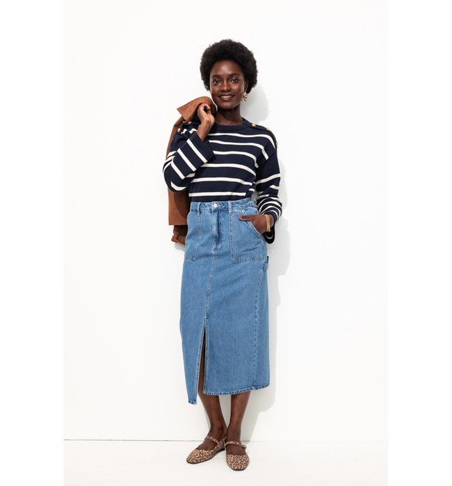 Pull Marin Rayé Femme - Bleu Raye