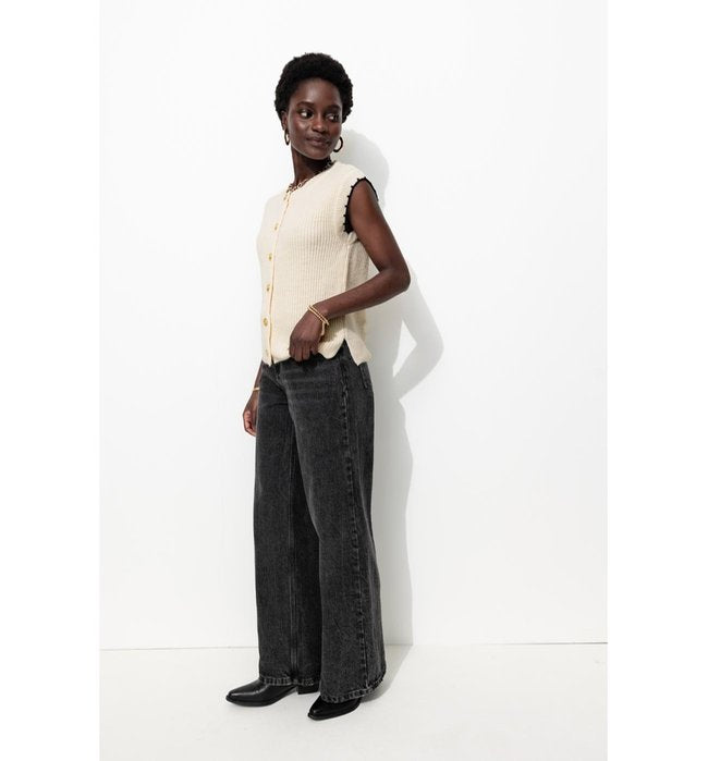 Cardigan sans Manches Femme - Naturel Uni Clair