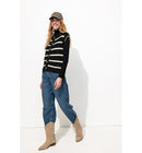 Cardigan sans Manches Femme - Noir Raye