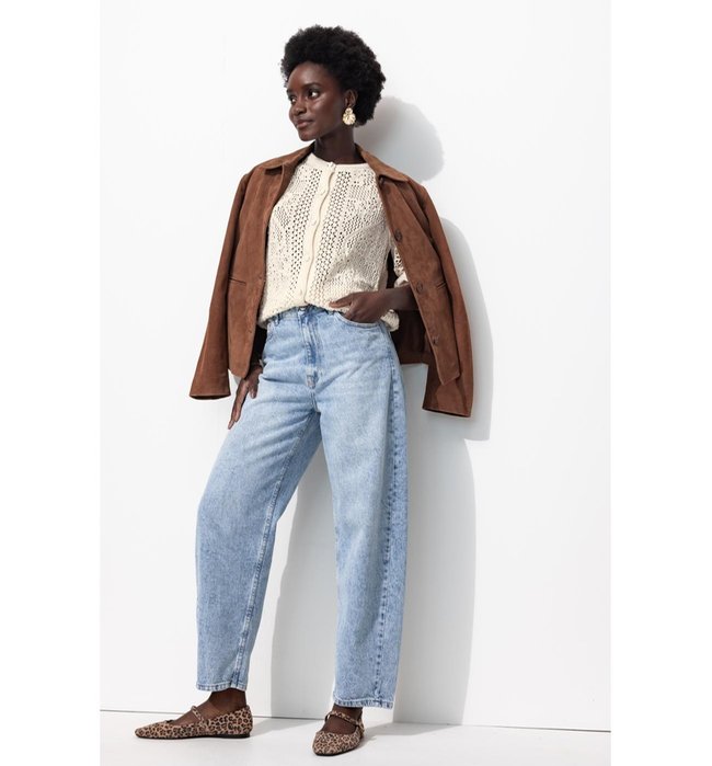 Cardigan à Effet Superposé - Naturel Uni Clair