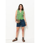 Gilet Torsadé sans Manches - Naturel Raye