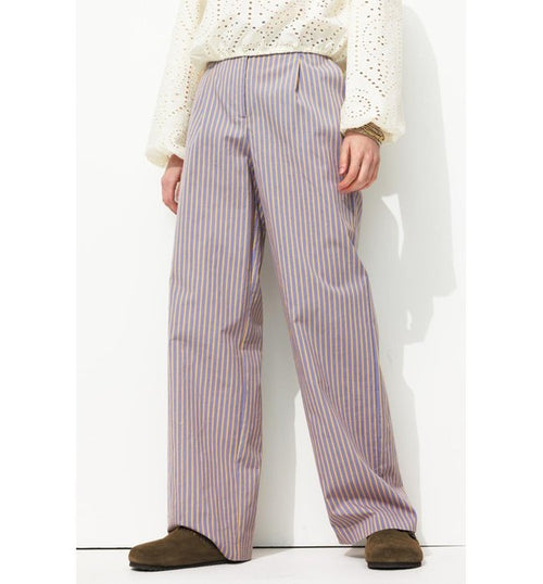 Billy Pantalon Large Femme - Multicolore Raye