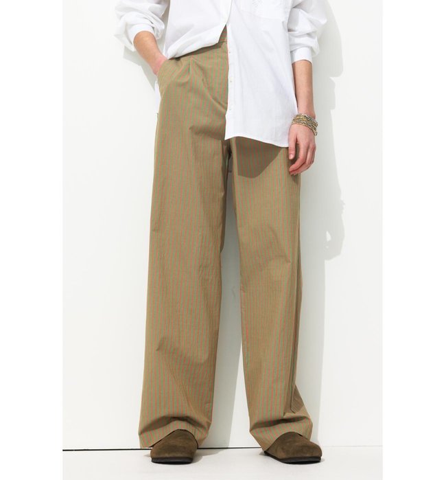 Billy Pantalon Large Femme - Vert Raye