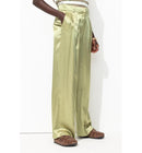 Billy Pantalon en Satin Femme - Vert Uni Colore